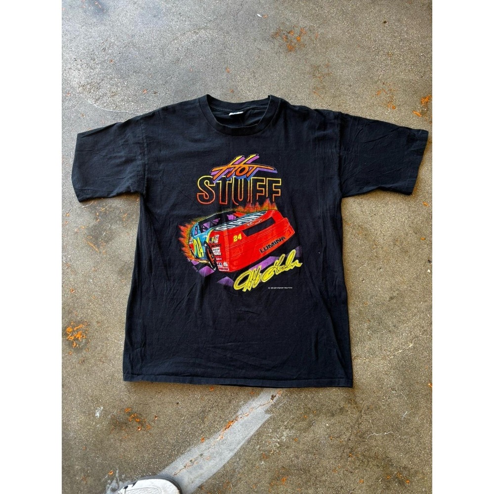 90's  Vintage Cal Cru Jeff Gordon NASCAR graphic tee Men's regular black size L